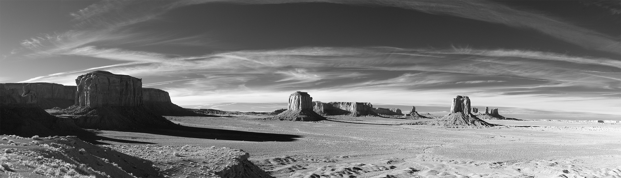 Very Dramatic Infrared Panorama of Extreme Western U.S. Landscape.